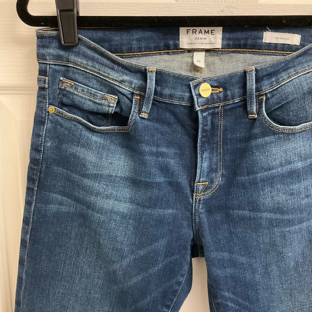 Frame Le Garcon Womens Size 26 Slouchy Dark Wash Mid Rise Boyfriend Jeans - Picture 6 of 11